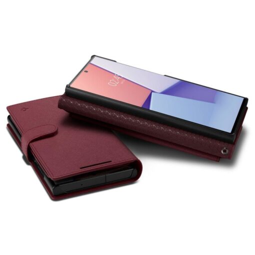 Samsung S23 ULTRA raamatkaaned Spigen Wallet S Plus kunstnahast burgundy 9