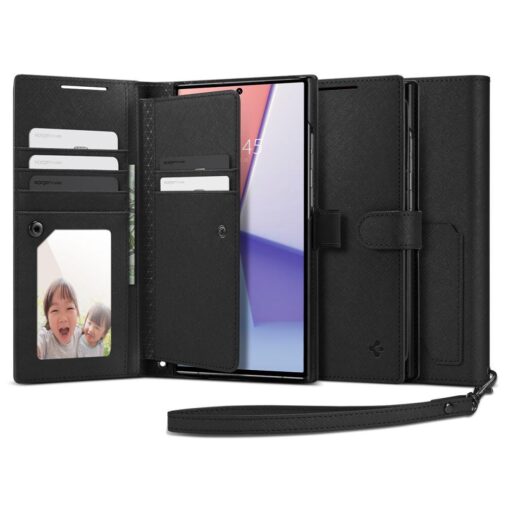 Samsung S23 ULTRA raamatkaaned Spigen Wallet S Plus kunstnahast must