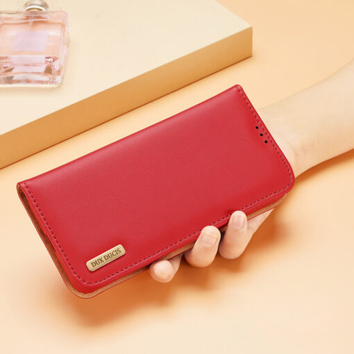 Samsung S23 nahast raamatkaaned kaarditaskuga Dux Ducis Hivo RFID punane 12