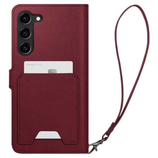 Samsung S23 raamatkaaned Spigen Wallet S Plus kunstnahast burgundy 3