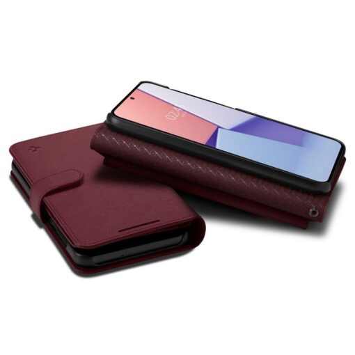 Samsung S23 raamatkaaned Spigen Wallet S Plus kunstnahast burgundy 8