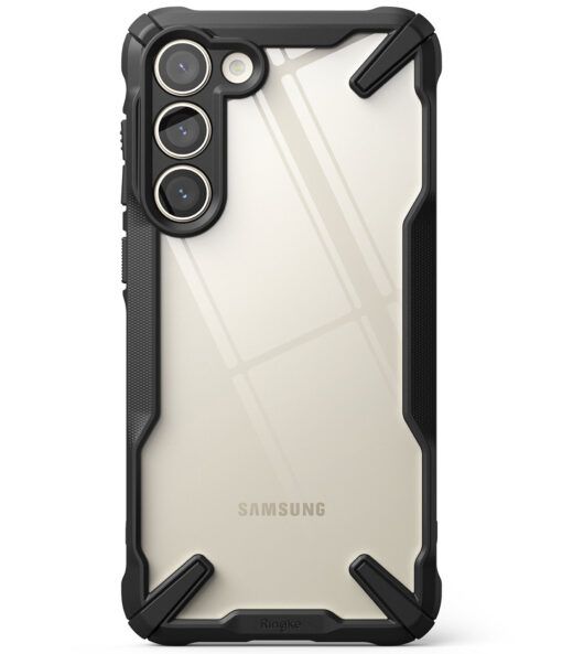 Samsung S23 umbris Fusion X plastikust taguse ja silikoonist raamiga must 1