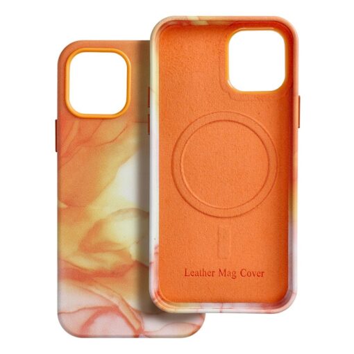 iPhone 12 PRO umbris MagSafe kunstnahast lained oranz 6