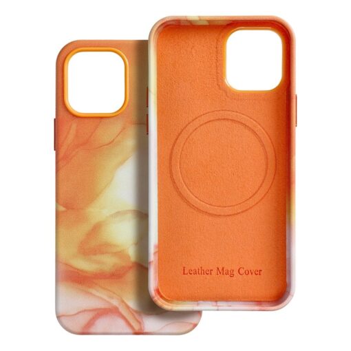 iPhone 12 umbris MagSafe kunstnahast lained oranz 6
