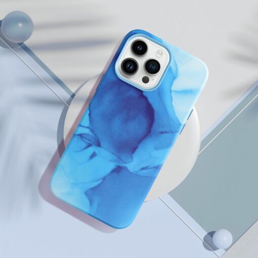 iPhone 12 umbris MagSafe kunstnahast lained sinine 4