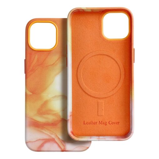iPhone 13 umbris MagSafe kunstnahast lained oranz 6