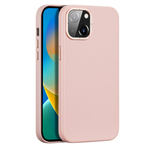 iPhone 14 PLUS umbris Dux Ducis Grit MagSafe okoloogilisest nahast roosa