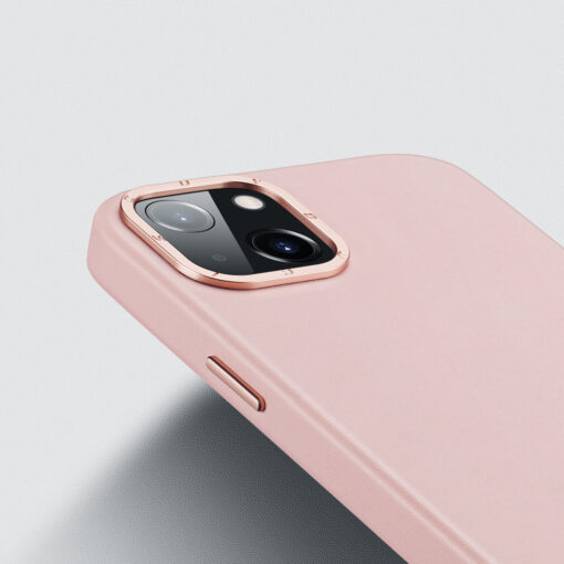iPhone 14 PLUS umbris Dux Ducis Grit MagSafe okoloogilisest nahast roosa 6