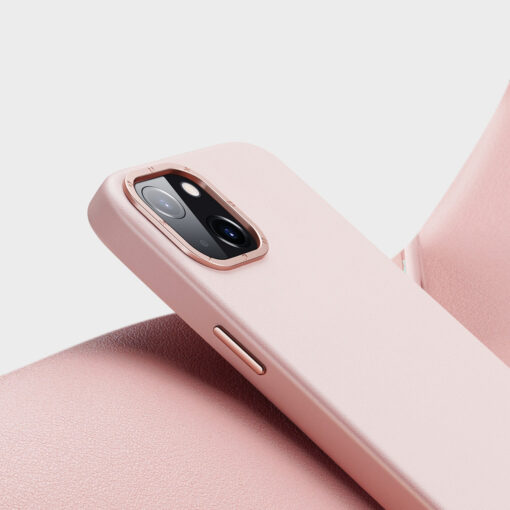iPhone 14 PLUS umbris Dux Ducis Grit MagSafe okoloogilisest nahast roosa 7