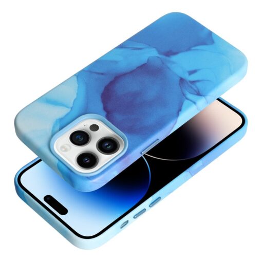 iPhone 14 PRO MAX umbris MagSafe kunstnahast lained sinine 1