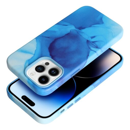 iPhone 14 PRO umbris MagSafe kunstnahast lained sinine 1
