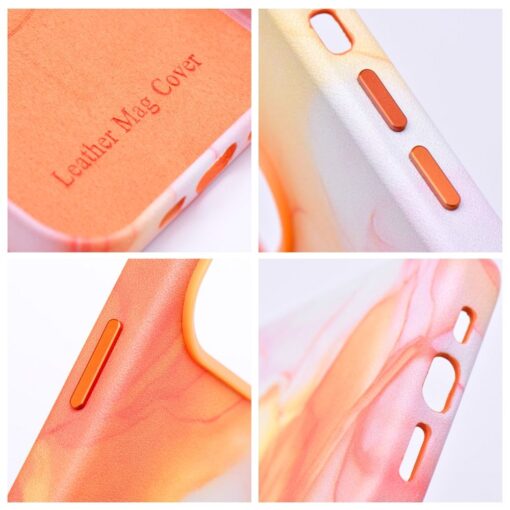 iPhone 14 umbris MagSafe kunstnahast lained oranz 8