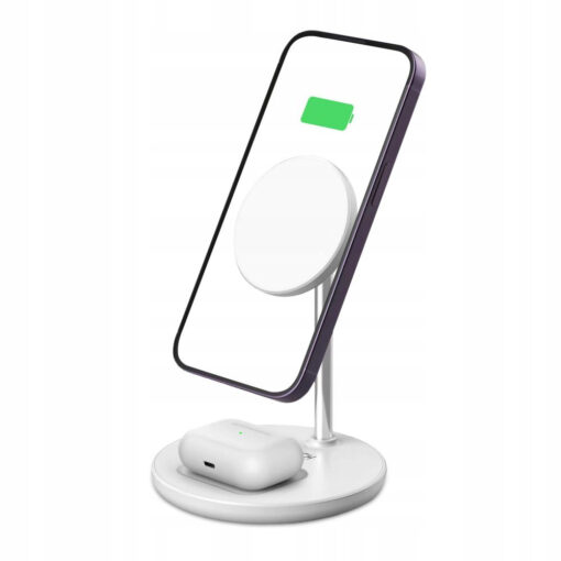 MagSafe laadimisdokk 2in1 juhtmevaba laadija 15W iPhonele ja Airpodsidele valge 1