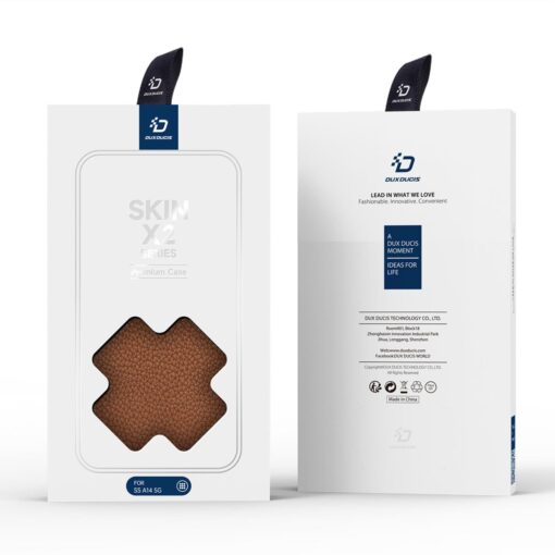 Samsung A14 kaaned kaarditaskuga Dux Ducis Skin X2 magnetiga sulguv pruun 12