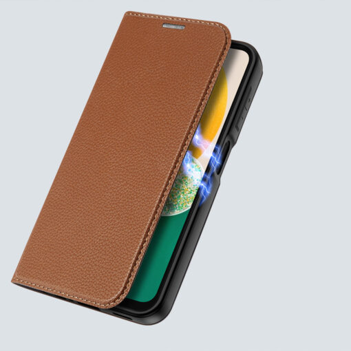Samsung A14 kaaned kaarditaskuga Dux Ducis Skin X2 magnetiga sulguv pruun 5