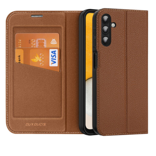 Samsung A14 kaaned kaarditaskuga Dux Ducis Skin X2 magnetiga sulguv pruun