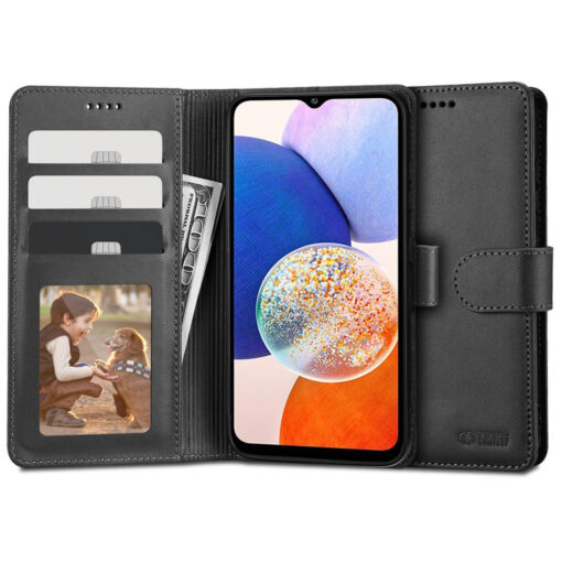 Samsung A14 kaaned kunstnahast kaarditaskutega wallet must