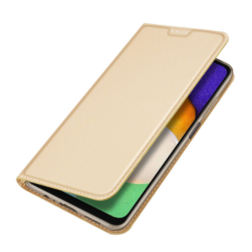 Samsung A14 kunstnahast kaaned kaarditaskuga DUX DUCIS Skin Pro kuldne 3