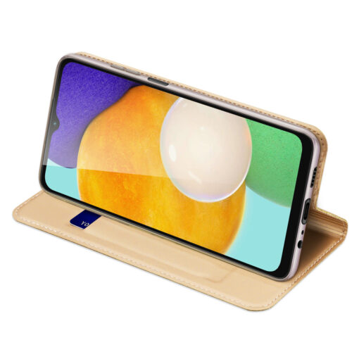 Samsung A14 kunstnahast kaaned kaarditaskuga DUX DUCIS Skin Pro kuldne 4