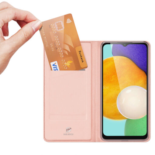 Samsung A14 kunstnahast kaaned kaarditaskuga DUX DUCIS Skin Pro roosa 1