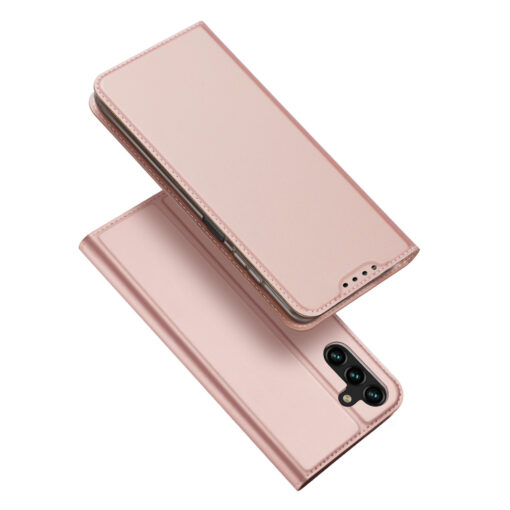Samsung A14 kunstnahast kaaned kaarditaskuga DUX DUCIS Skin Pro roosa