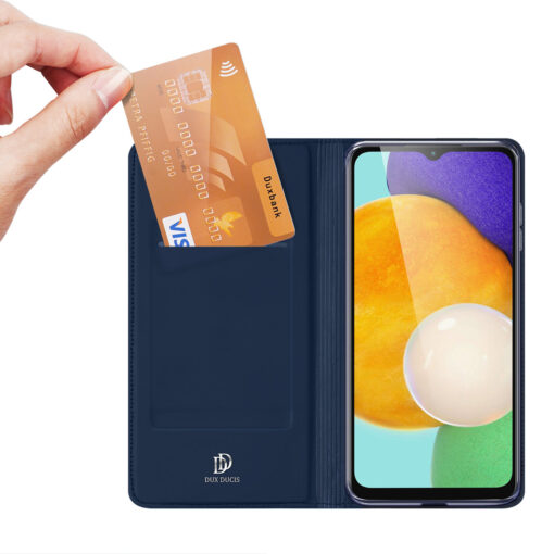Samsung A14 kunstnahast kaaned kaarditaskuga DUX DUCIS Skin Pro sinine 1