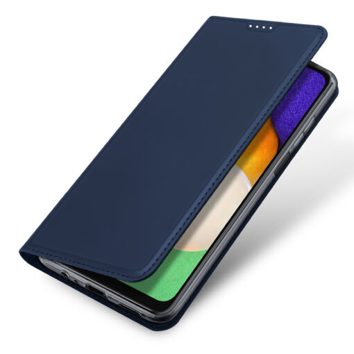 Samsung A14 kunstnahast kaaned kaarditaskuga DUX DUCIS Skin Pro sinine 3