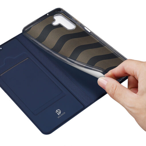 Samsung A14 kunstnahast kaaned kaarditaskuga DUX DUCIS Skin Pro sinine 7