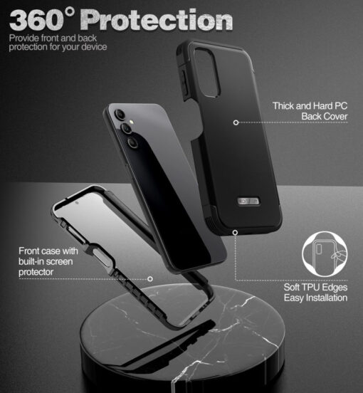Samsung A14 umbris 360 Kevlar silikoonist ja plastikust must 3