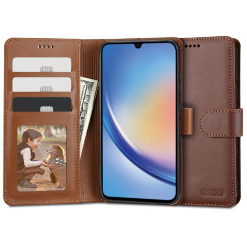 Samsung A34 kaaned kunstnahast kaarditaskutega wallet pruun
