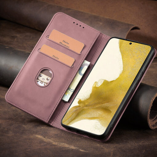 Samsung A34 kaaned vintage kunstnahast kaarditaskuga roosa 1