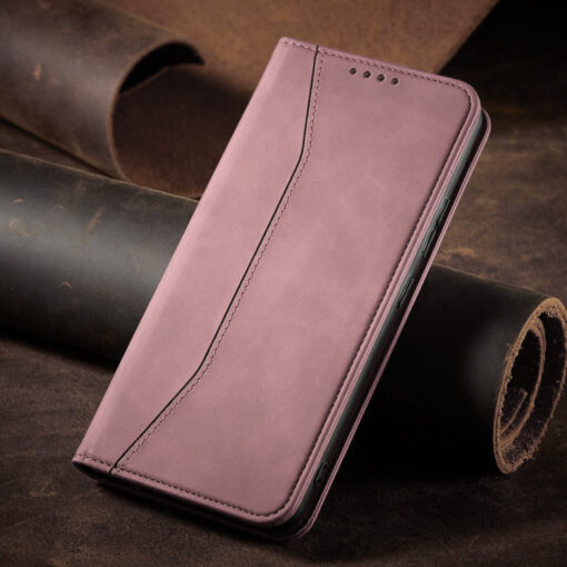 Samsung A34 kaaned vintage kunstnahast kaarditaskuga roosa 3