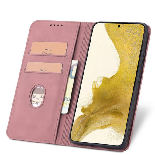 Samsung A34 kaaned vintage kunstnahast kaarditaskuga roosa 6