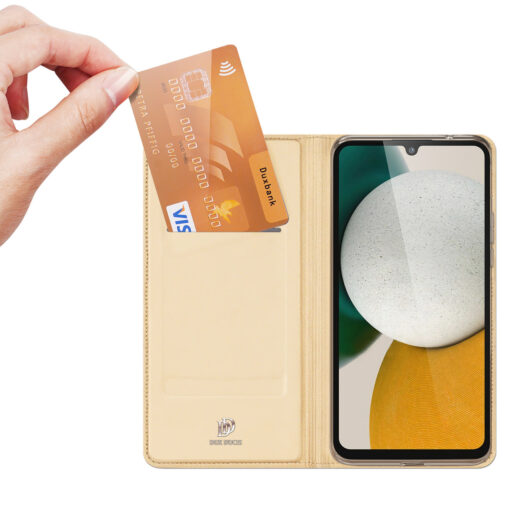 Samsung A34 kunstnahast kaaned kaarditaskuga DUX DUCIS Skin Pro kuldne 1