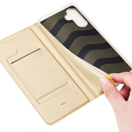 Samsung A34 kunstnahast kaaned kaarditaskuga DUX DUCIS Skin Pro kuldne 7