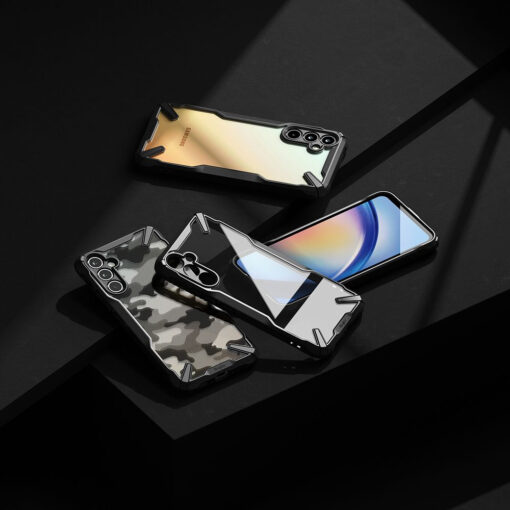 Samsung A34 umbris Fusion X Camo plastikust taguse ja silikoonist raamiga must 6