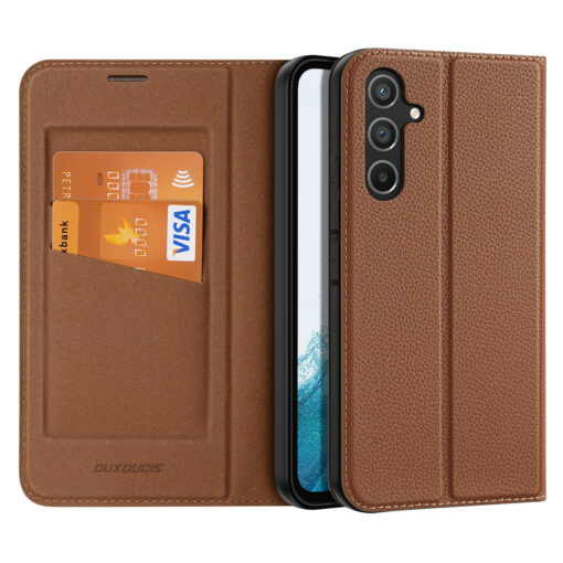 Samsung A54 kaaned kaarditaskuga Dux Ducis Skin X2 magnetiga sulguv pruun