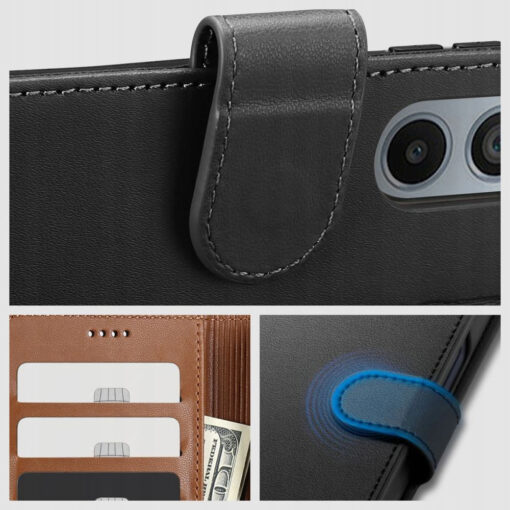 Samsung A54 kaaned kunstnahast kaarditaskutega wallet must 3