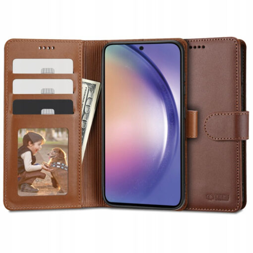 Samsung A54 kaaned kunstnahast kaarditaskutega wallet pruun