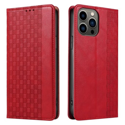 Samsung A54 kaaned mustriga kunstnahast kaarditaskuga punane 6