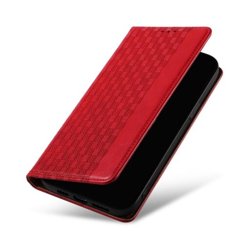 Samsung A54 kaaned mustriga kunstnahast kaarditaskuga punane 8