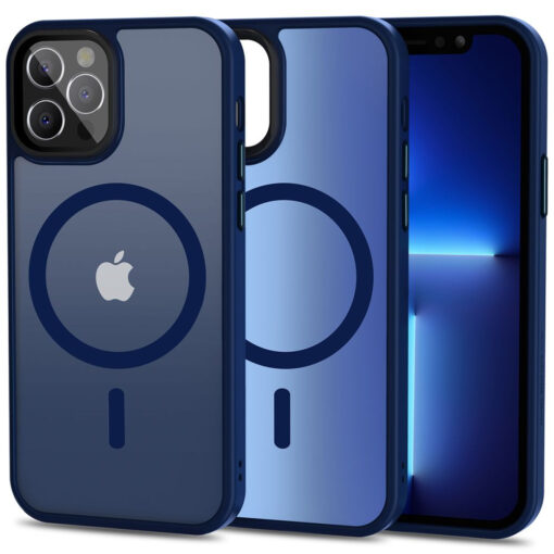 iPhone 1212 PRO umbris Magmat MagSafe labipaistva plastikust mati taguse ja silikoonist raamiga sinine