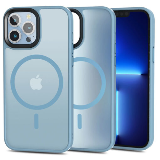 iPhone 13 PRO MAX umbris Magmat MagSafe labipaistva plastikust mati taguse ja silikoonist raamiga sinine