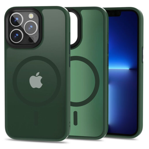 iPhone 13 PRO umbris Magmat MagSafe labipaistva plastikust mati taguse ja silikoonist raamiga roheline