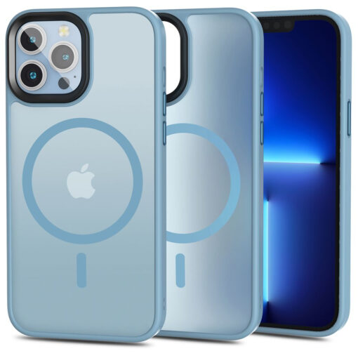 iPhone 13 PRO umbris Magmat MagSafe labipaistva plastikust mati taguse ja silikoonist raamiga sinine