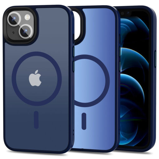 iPhone 13 mini umbris Magmat MagSafe labipaistva plastikust mati taguse ja silikoonist raamiga sinine
