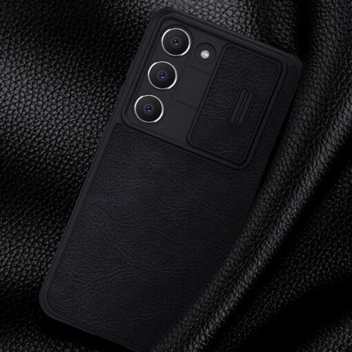 Samsung S23 PLUS kaaned kaamera kaitsega Nillkin Qin Leather Pro nahast must 6