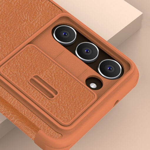 Samsung S23 PLUS kaaned kaamera kaitsega Nillkin Qin Leather Pro nahast pruun 8