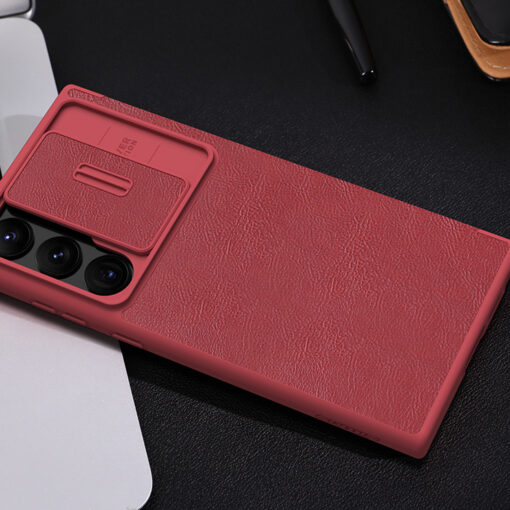 Samsung S23 ULTRA kaaned kaamera kaitsega Nillkin Qin Leather Pro nahast punane 14