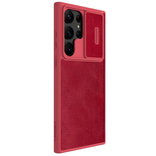 Samsung S23 ULTRA kaaned kaamera kaitsega Nillkin Qin Leather Pro nahast punane 2